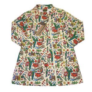 NWT Nooworks The Art Teacher in Bug Out Cotton Twill Zip Short Mini Dress XXL